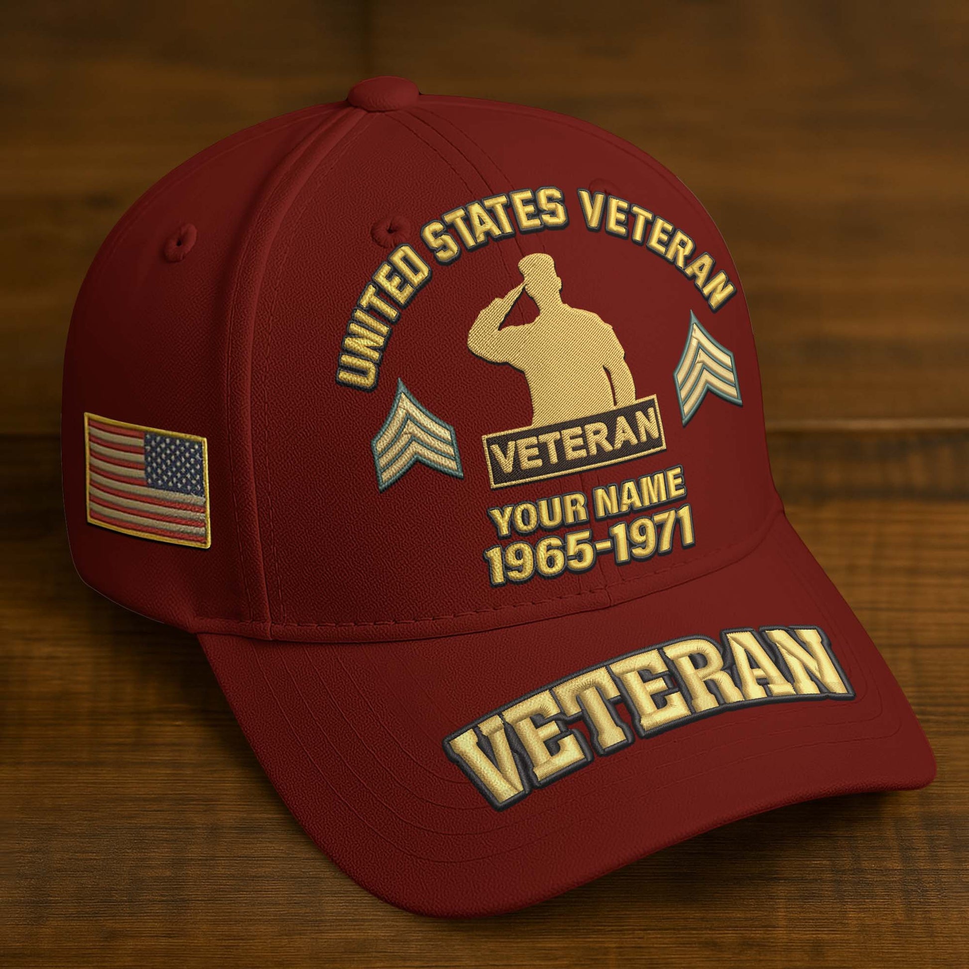 Premium Custom Name, Rank, Year, US Veterans Embroidered Hats da300601, Gift For US Veterans, Gifts On Father's Day, Armed Forces Day, Veterans Day.