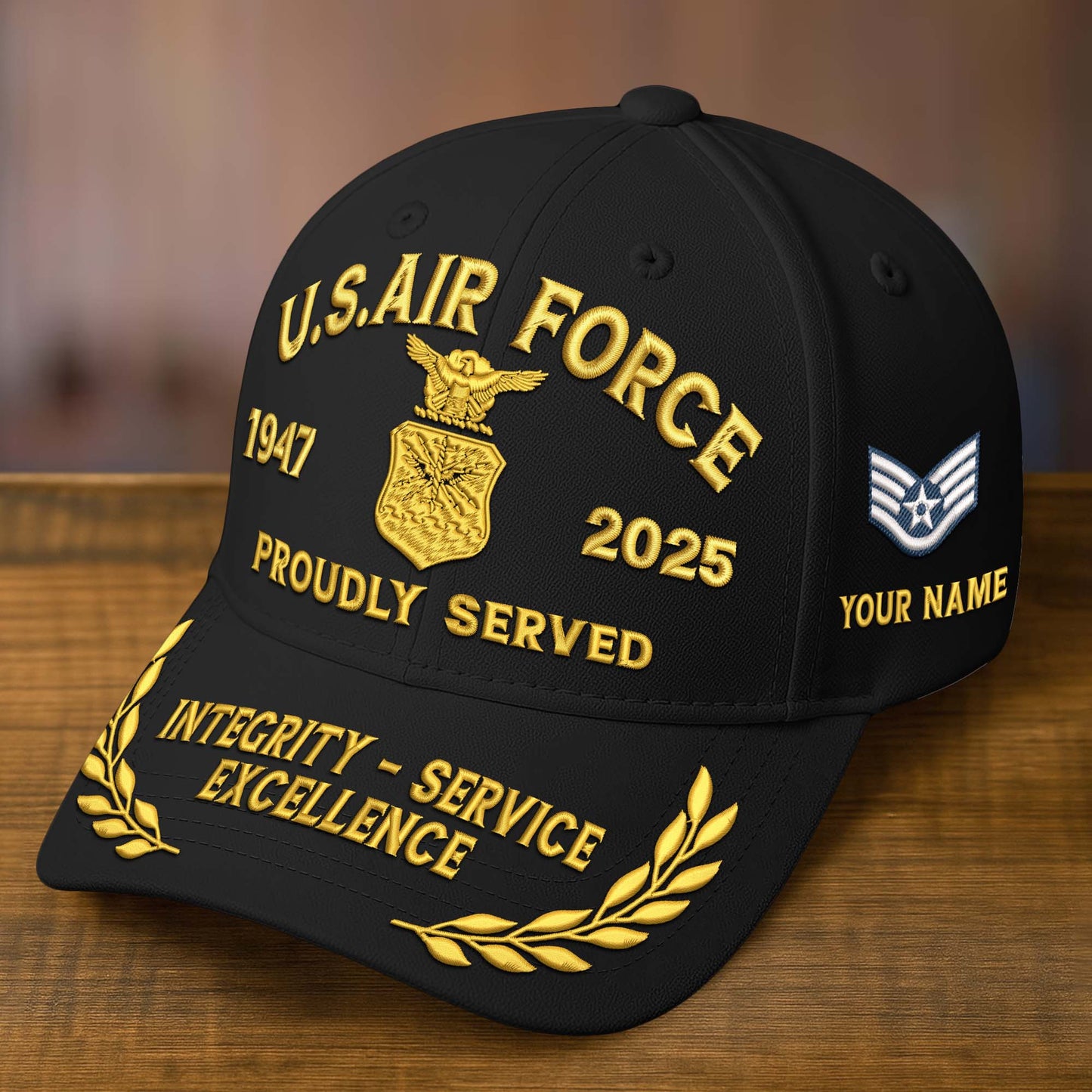 Premium Custom Name, Rank, Embroidered US Veterans Hats dab090704, 250th Anniversary, Gift For US Veterans, Gifts On Veterans Day.