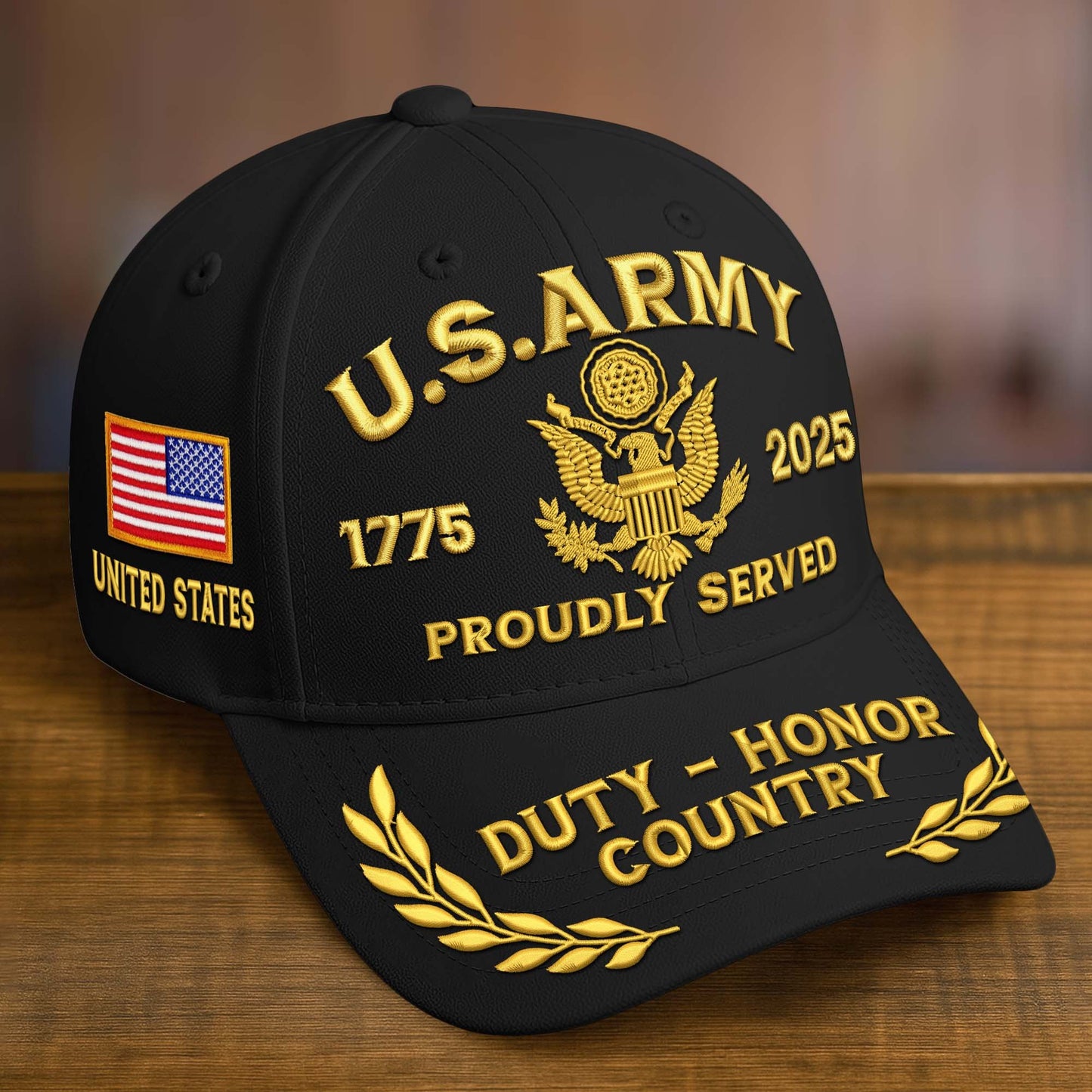 Premium Custom Name, Rank, Embroidered US Veterans Hats dab090704, 250th Anniversary, Gift For US Veterans, Gifts On Veterans Day.