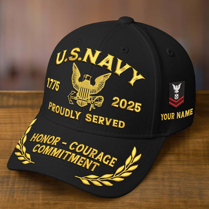 Premium Custom Name, Rank, Embroidered US Veterans Hats dab090704, 250th Anniversary, Gift For US Veterans, Gifts On Veterans Day.