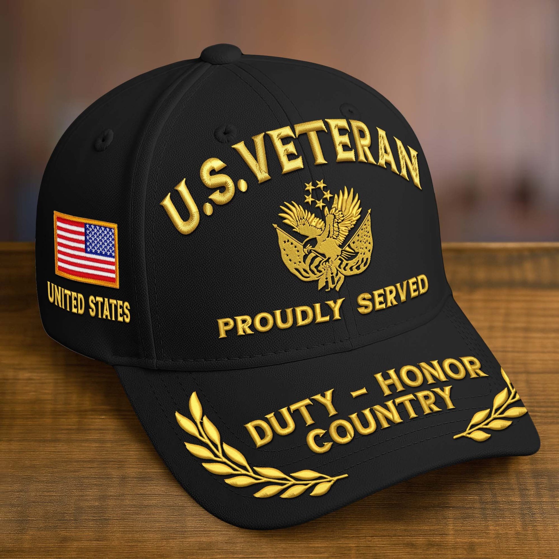Premium Custom Name, Rank, Embroidered US Veterans Hats dab090704, 250th Anniversary, Gift For US Veterans, Gifts On Veterans Day.