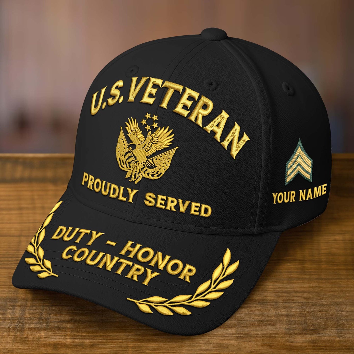 Premium Custom Name, Rank, Embroidered US Veterans Hats dab090704, 250th Anniversary, Gift For US Veterans, Gifts On Veterans Day.
