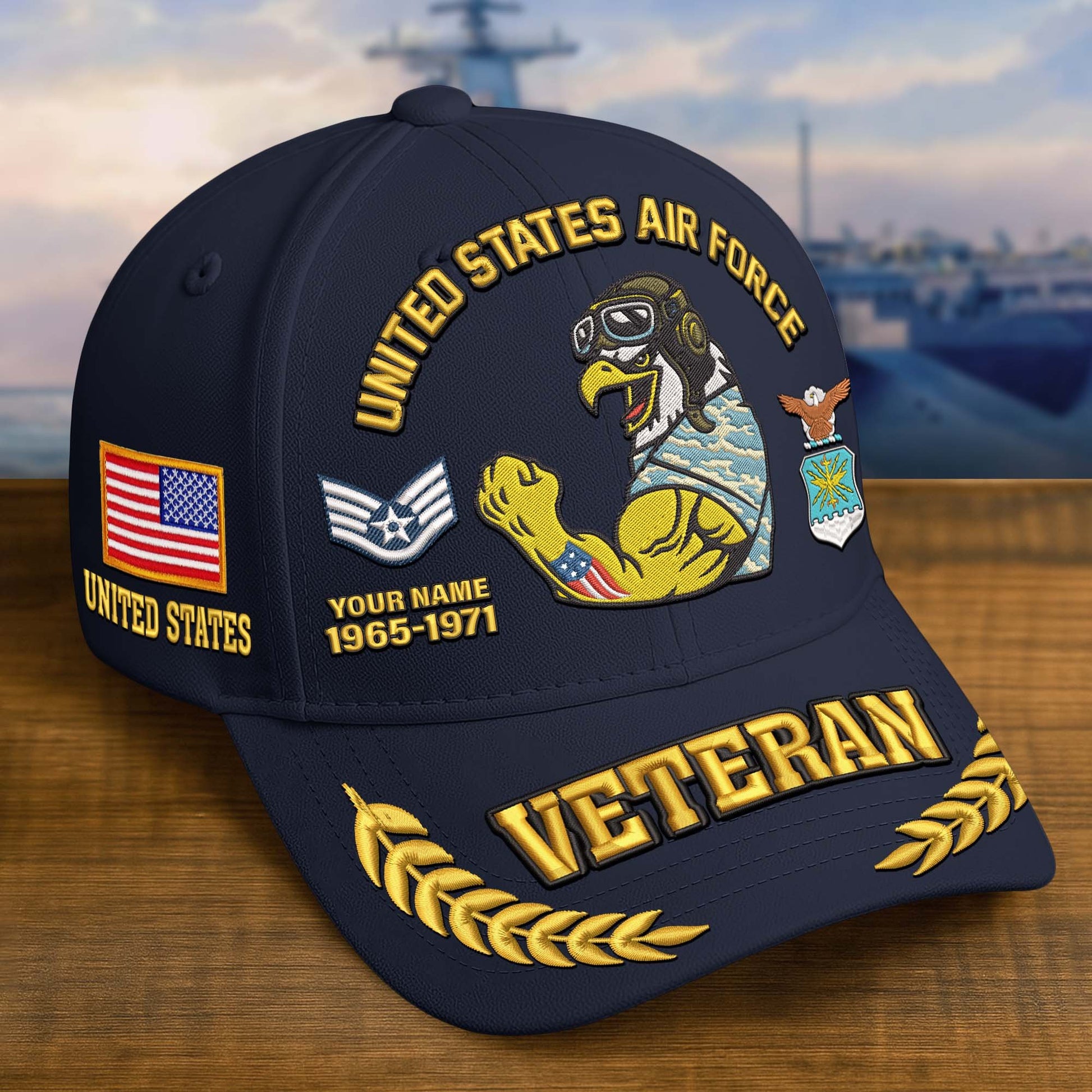 Premium Embroidered US Veterans Hats dab090703, Custom Name, Rank & Years Of Sevice, Gift for US Veterans, Gift on Veterans Day