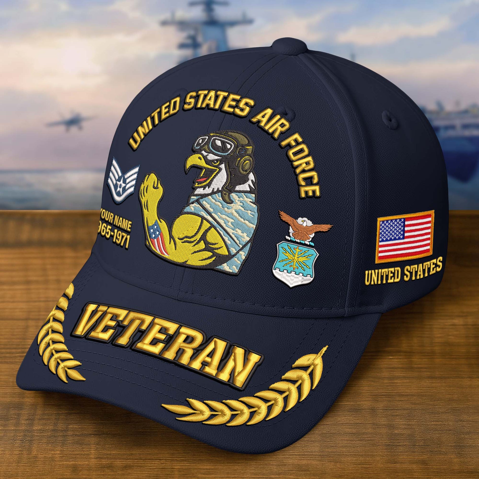 Premium Embroidered US Veterans Hats dab090703, Custom Name, Rank & Years Of Sevice, Gift for US Veterans, Gift on Veterans Day