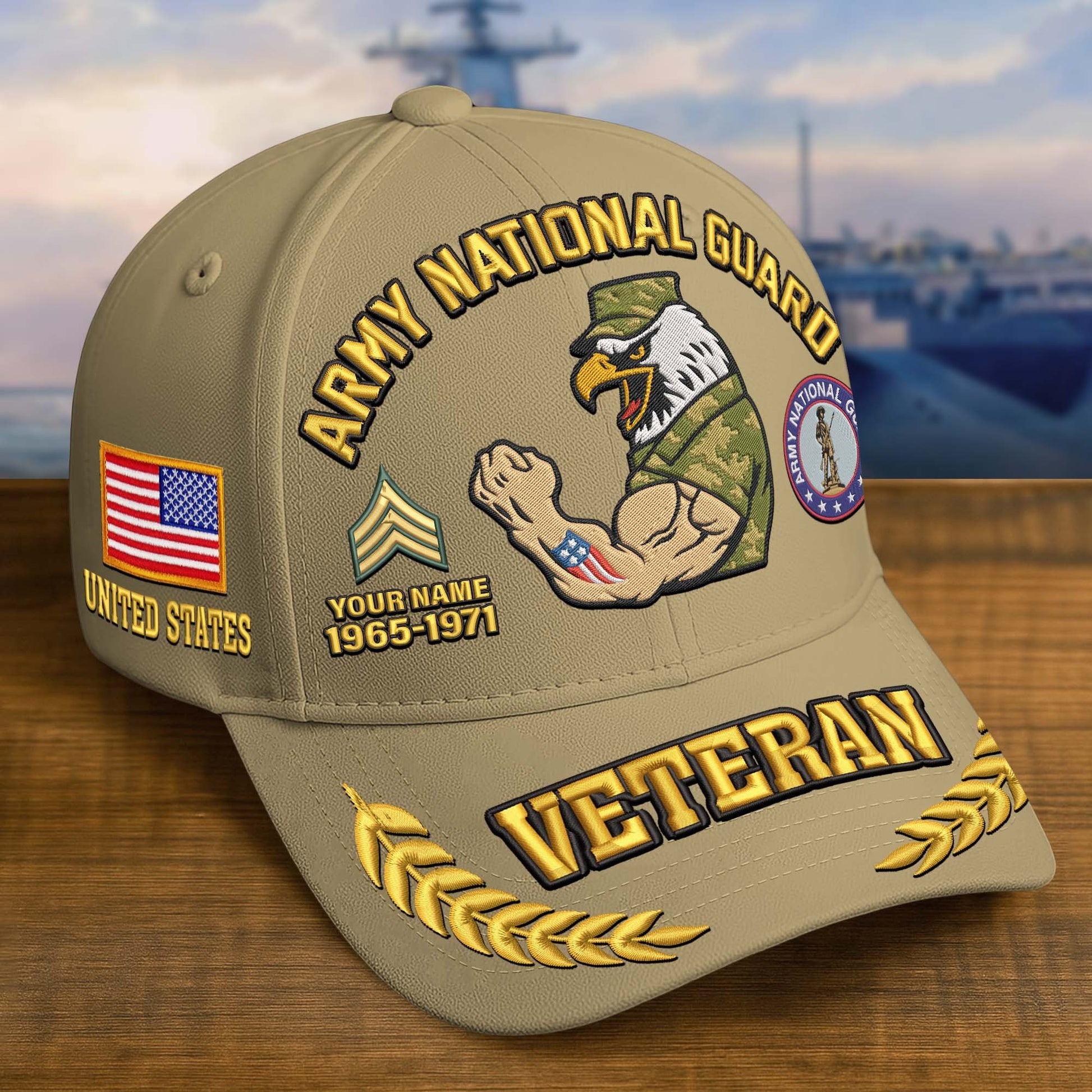 Premium Embroidered US Veterans Hats dab090703, Custom Name, Rank & Years Of Sevice, Gift for US Veterans, Gift on Veterans Day