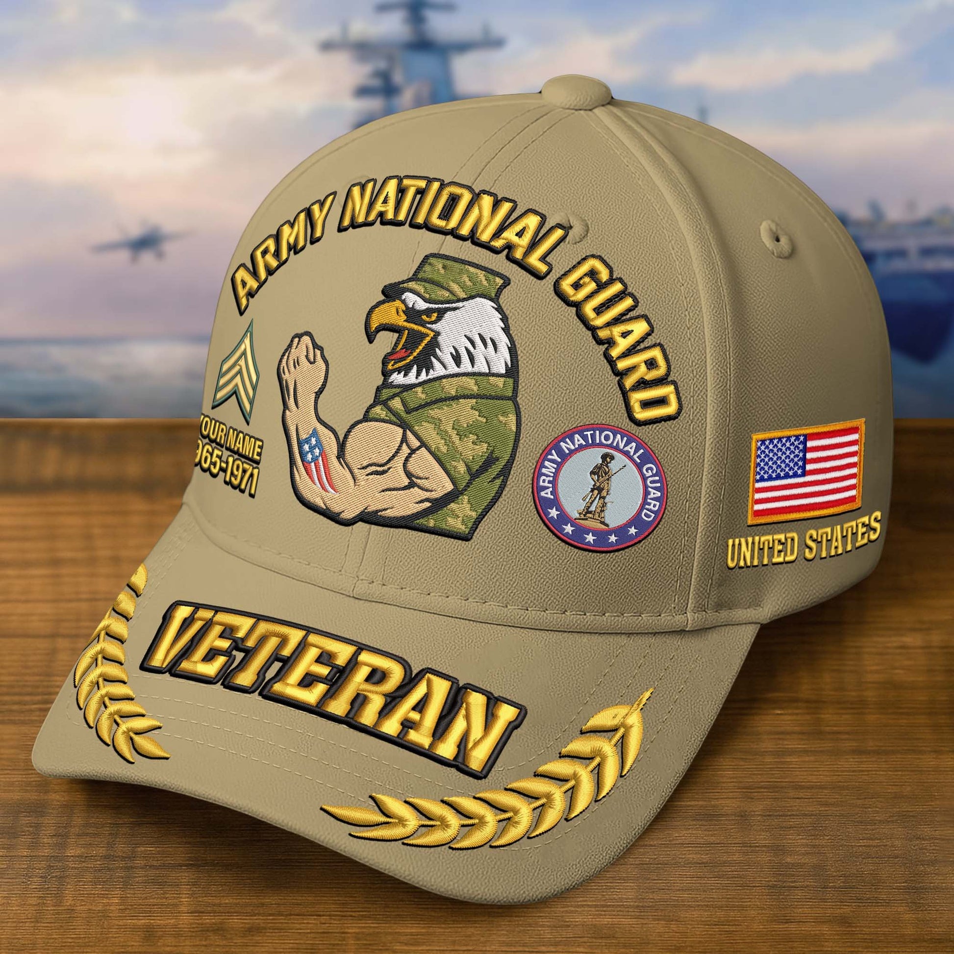 Premium Embroidered US Veterans Hats dab090703, Custom Name, Rank & Years Of Sevice, Gift for US Veterans, Gift on Veterans Day