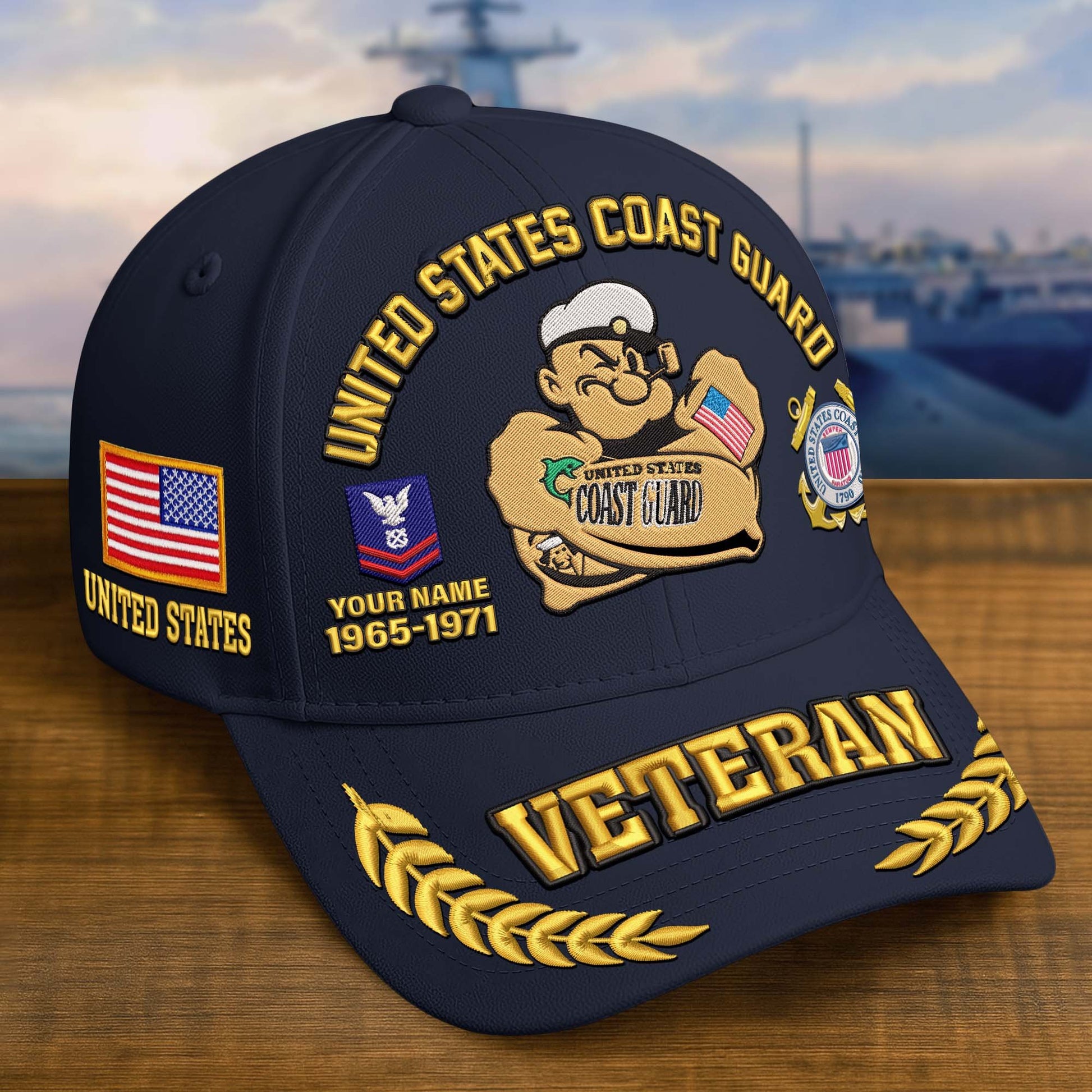 Premium Embroidered US Veterans Hats dab090703, Custom Name, Rank & Years Of Sevice, Gift for US Veterans, Gift on Veterans Day