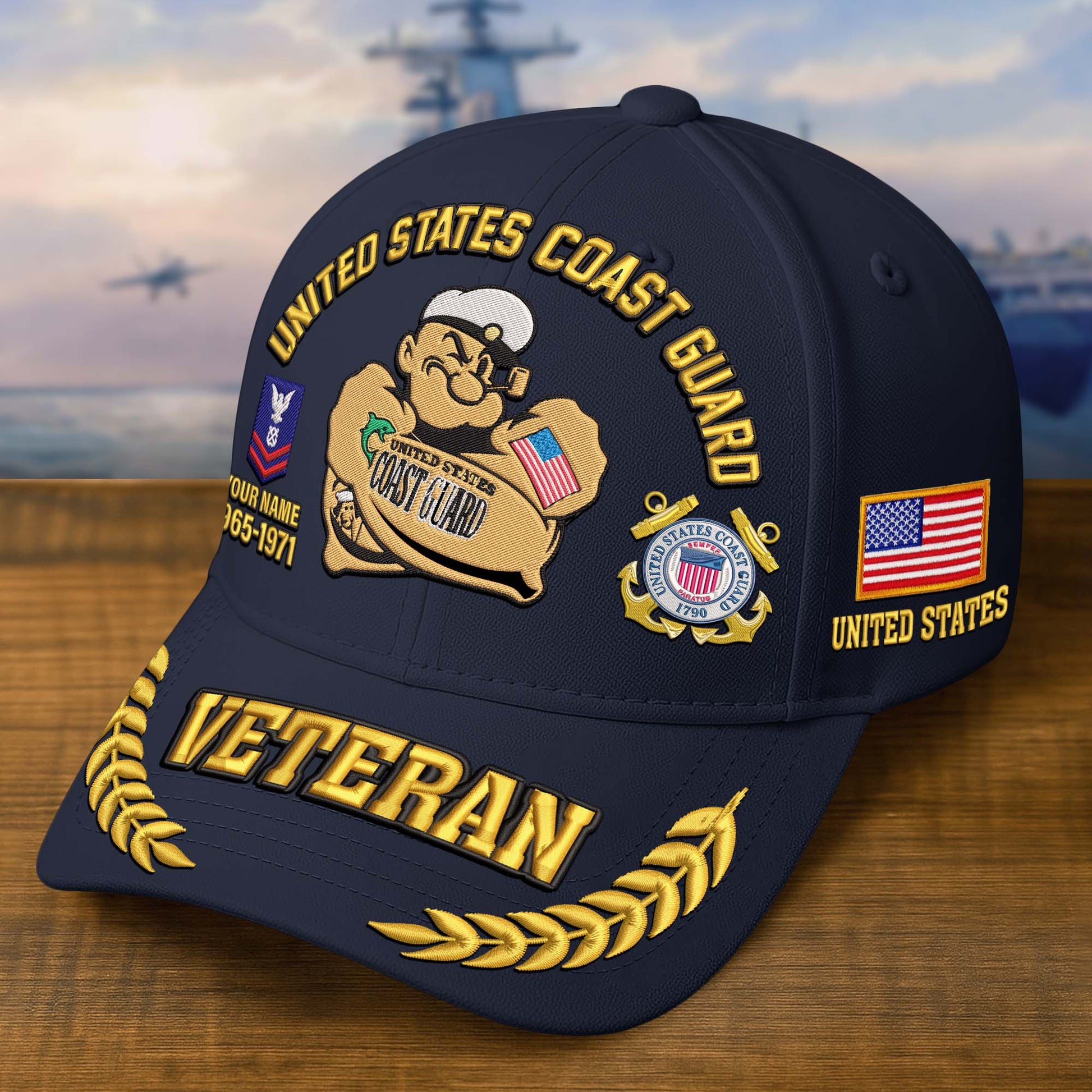 Premium Embroidered US Veterans Hats dab090703, Custom Name, Rank & Years Of Sevice, Gift for US Veterans, Gift on Veterans Day