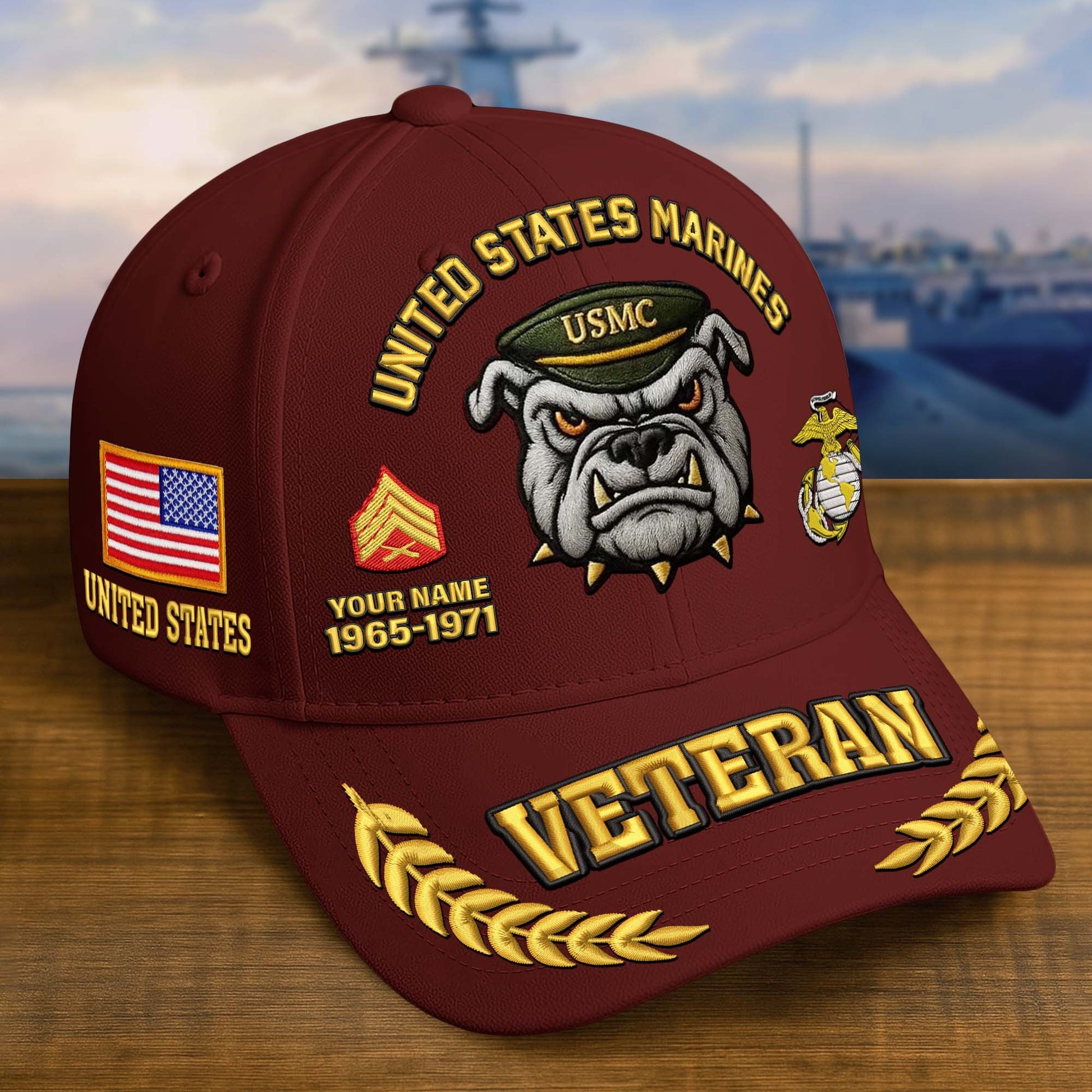 Premium Embroidered US Veterans Hats dab090703, Custom Name, Rank & Years Of Sevice, Gift for US Veterans, Gift on Veterans Day