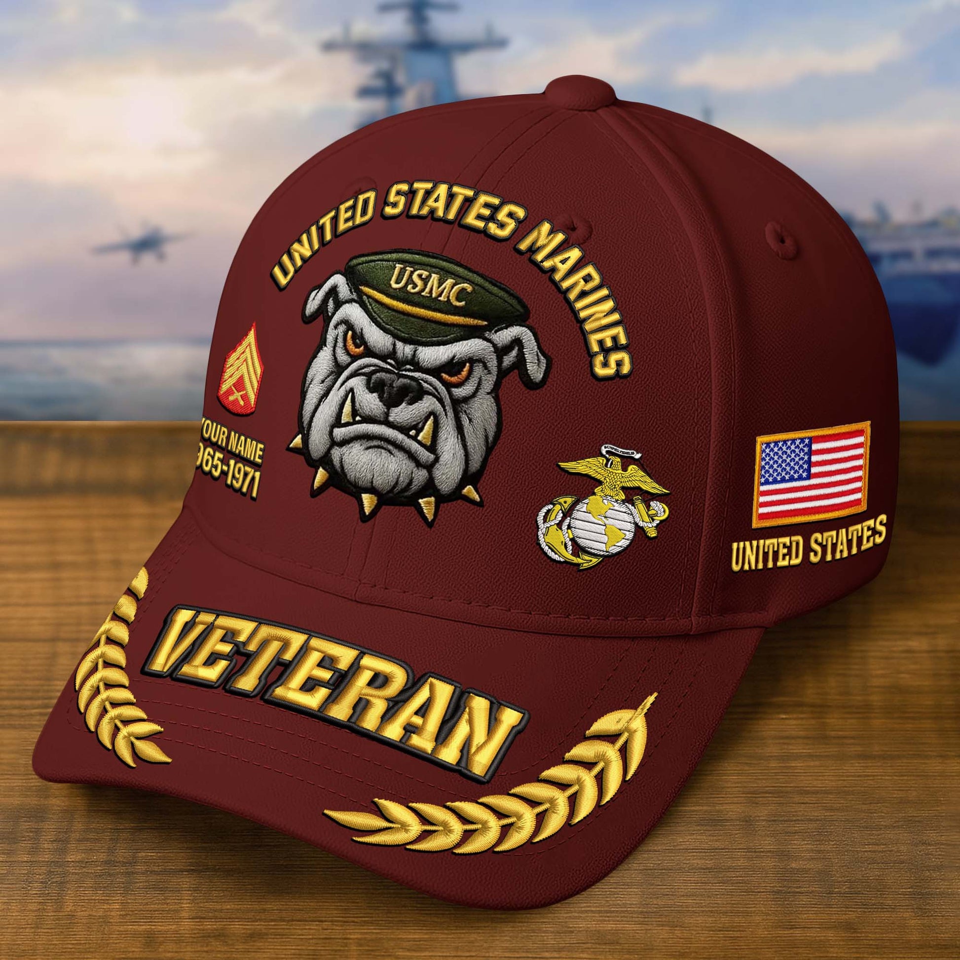 Premium Embroidered US Veterans Hats dab090703, Custom Name, Rank & Years Of Sevice, Gift for US Veterans, Gift on Veterans Day