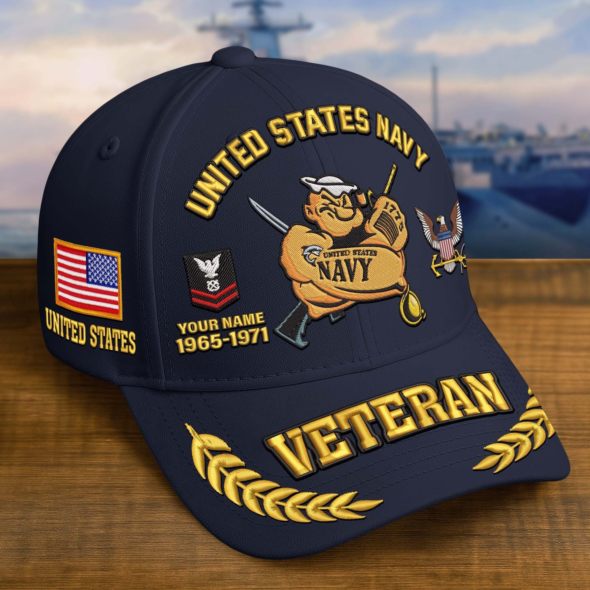 Premium Embroidered US Veterans Hats dab090703, Custom Name, Rank & Years Of Sevice, Gift for US Veterans, Gift on Veterans Day