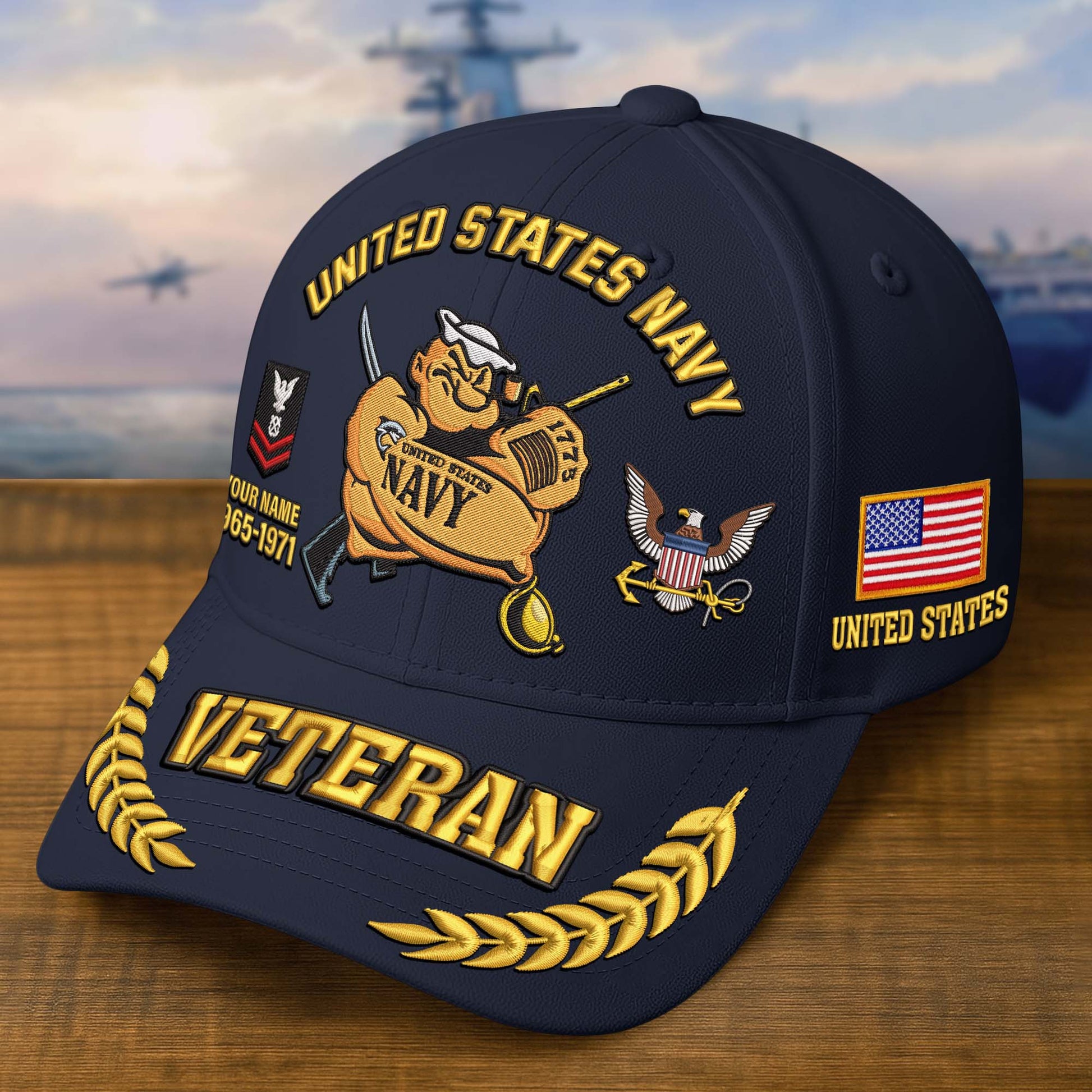 Premium Embroidered US Veterans Hats dab090703, Custom Name, Rank & Years Of Sevice, Gift for US Veterans, Gift on Veterans Day