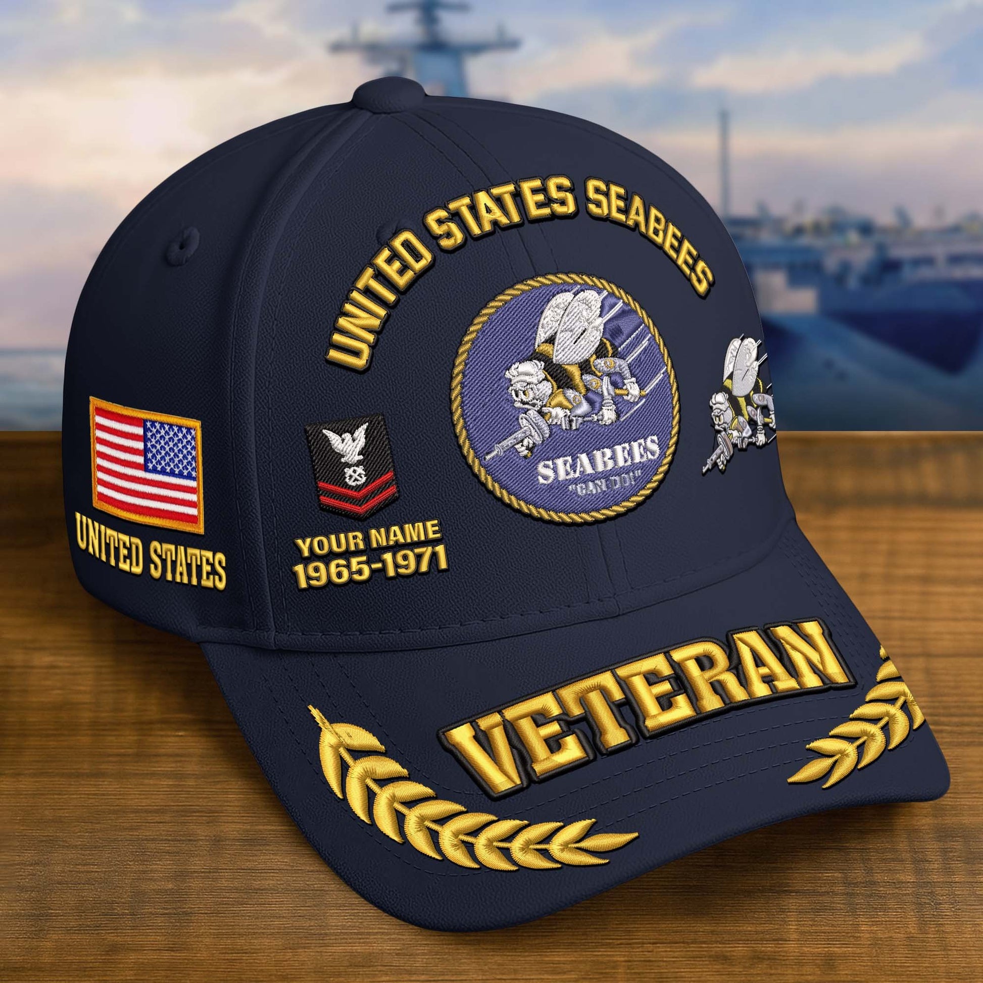 Premium Embroidered US Veterans Hats dab090703, Custom Name, Rank & Years Of Sevice, Gift for US Veterans, Gift on Veterans Day