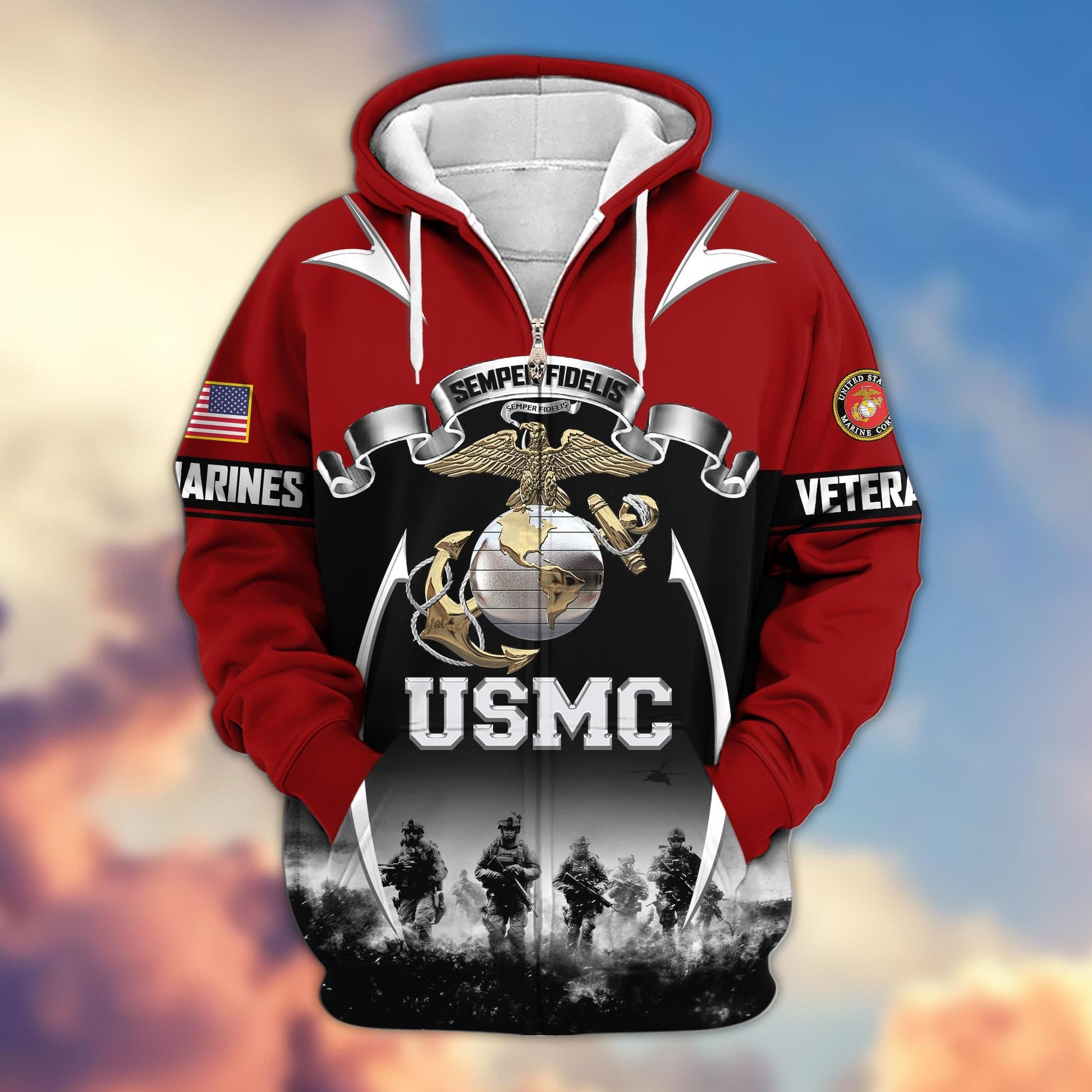 Premium US Veterans Zip Hoodie HD150821, Gifts For US Veterans, Gifts On Father's Day, Veterans Day., easychoo.com