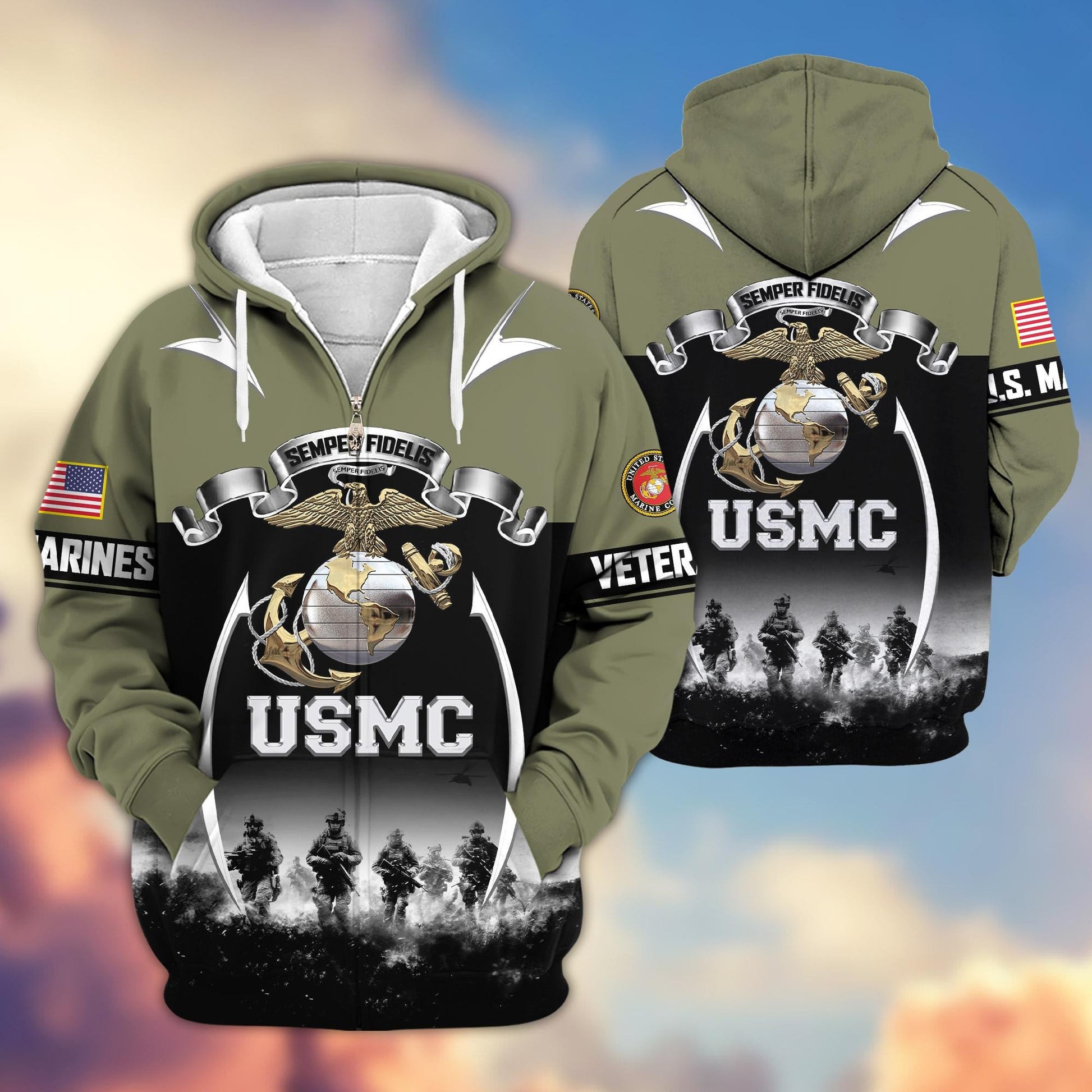 Premium US Veterans Zip Hoodie HD150821, Gifts For US Veterans, Gifts On Father's Day, Veterans Day., easychoo.com
