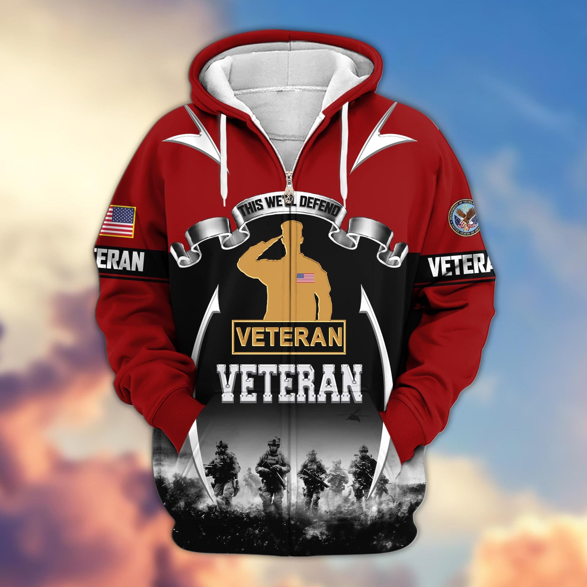 Premium US Veterans Zip Hoodie HD150821, Gifts For US Veterans, Gifts On Father's Day, Veterans Day., easychoo.com