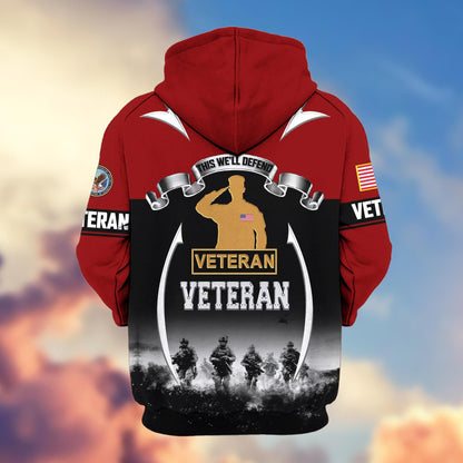 Premium US Veterans Zip Hoodie HD150821, Gifts For US Veterans, Gifts On Father's Day, Veterans Day., easychoo.com