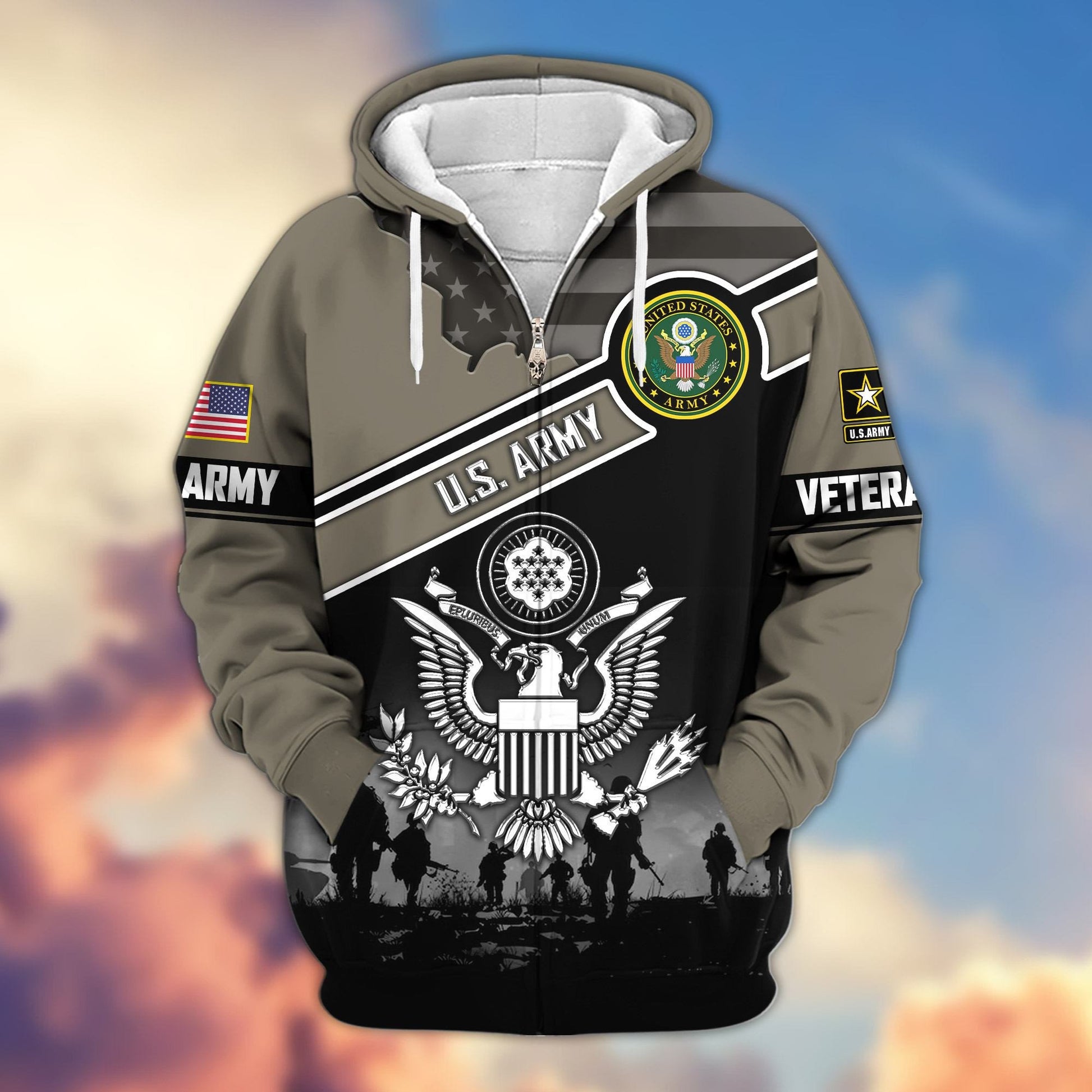 Premium US Veterans Zip Hoodie HD040921, Gifts For US Veterans, Gifts On Father's Day, Veterans Day., easychoo.com