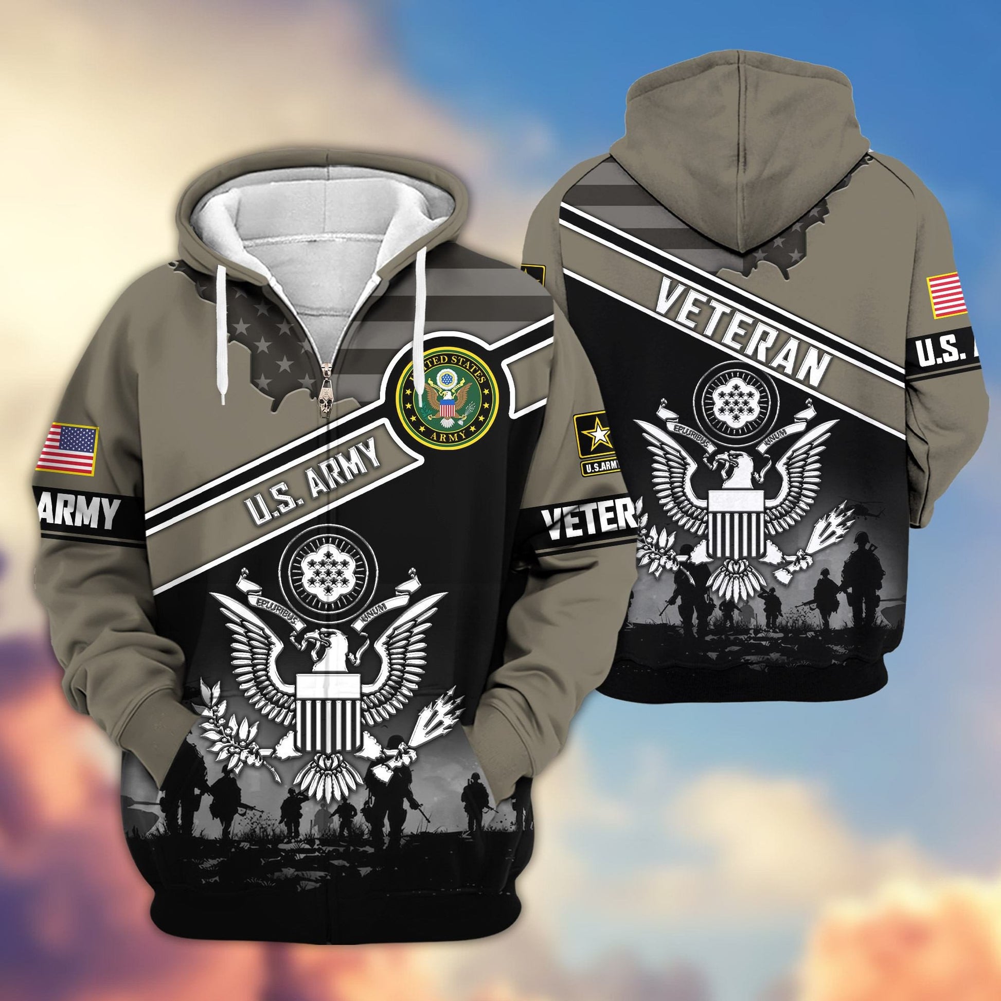 Premium US Veterans Zip Hoodie HD040921, Gifts For US Veterans, Gifts On Father's Day, Veterans Day., easychoo.com