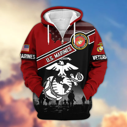 Premium US Veterans Zip Hoodie HD040921, Gifts For US Veterans, Gifts On Father's Day, Veterans Day., easychoo.com