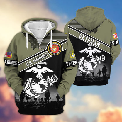Premium US Veterans Zip Hoodie HD040921, Gifts For US Veterans, Gifts On Father's Day, Veterans Day., easychoo.com