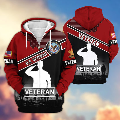 Premium US Veterans Zip Hoodie HD040921, Gifts For US Veterans, Gifts On Father's Day, Veterans Day., easychoo.com