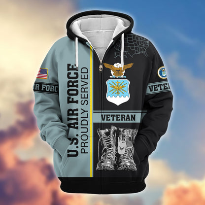 Premium US Veterans Zip Hoodie HF100911, Gifts For US Veterans, Gifts On Father's Day, Veterans Day., easychoo.com