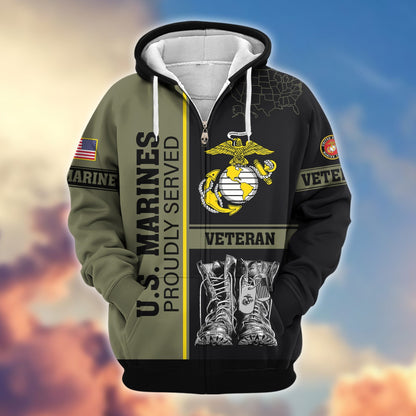 Premium US Veterans Zip Hoodie HF100911, Gifts For US Veterans, Gifts On Father's Day, Veterans Day., easychoo.com