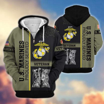 Premium US Veterans Zip Hoodie HF100911, Gifts For US Veterans, Gifts On Father's Day, Veterans Day., easychoo.com