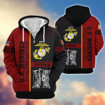 Premium US Veterans Zip Hoodie HF100911, Gifts For US Veterans, Gifts On Father's Day, Veterans Day., easychoo.com