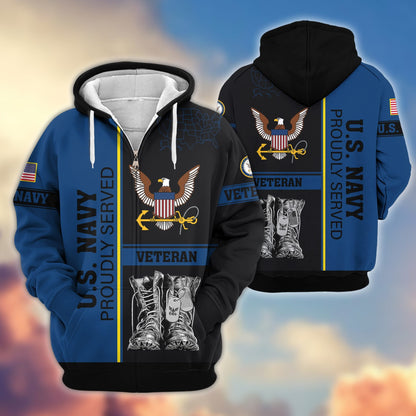 Premium US Veterans Zip Hoodie HF100911, Gifts For US Veterans, Gifts On Father's Day, Veterans Day., easychoo.com