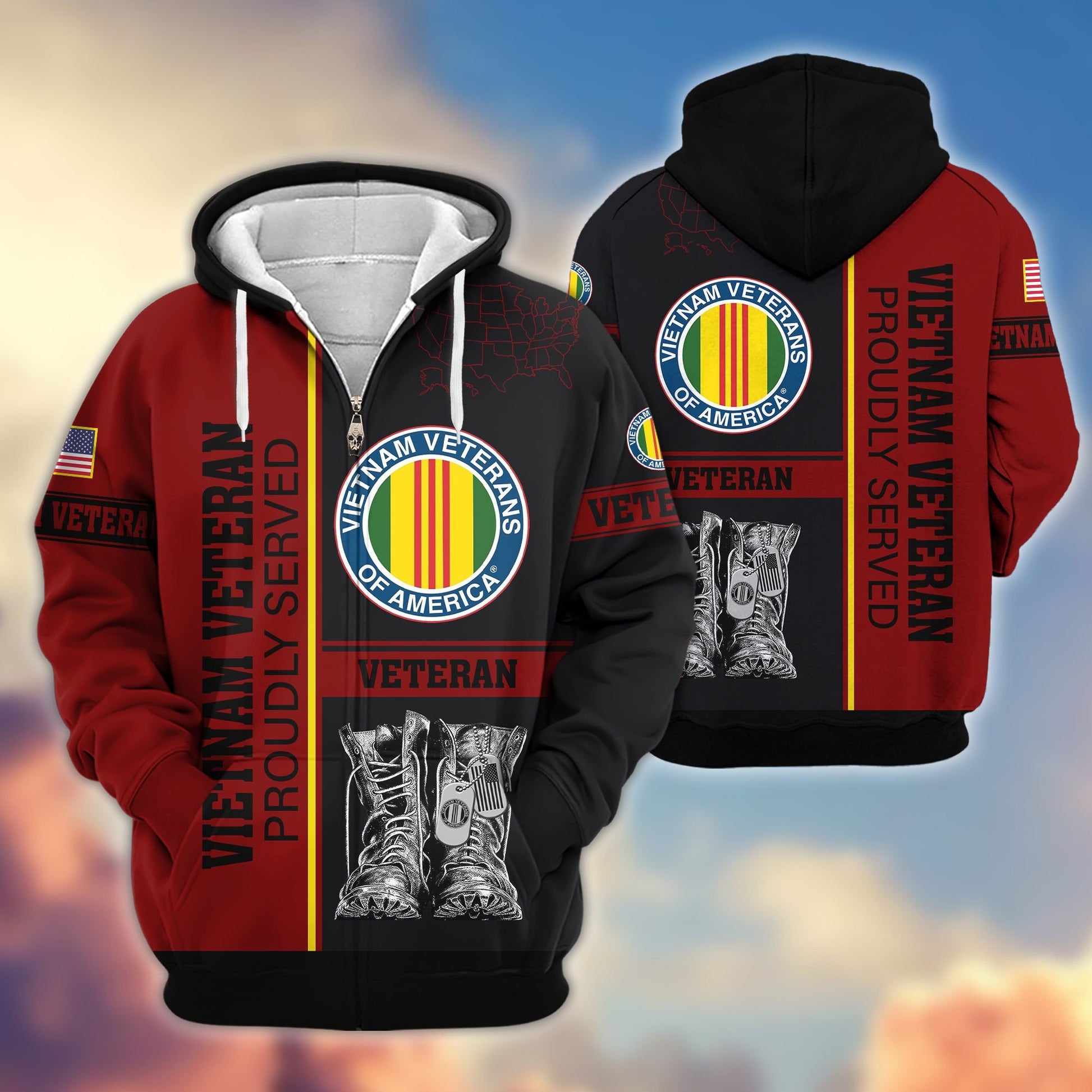 Premium US Veterans Zip Hoodie HF100911, Gifts For US Veterans, Gifts On Father's Day, Veterans Day., easychoo.com