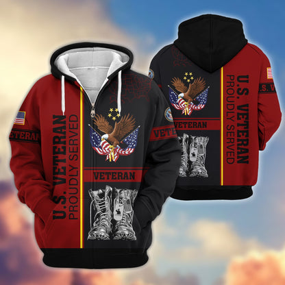 Premium US Veterans Zip Hoodie HF100911, Gifts For US Veterans, Gifts On Father's Day, Veterans Day., easychoo.com
