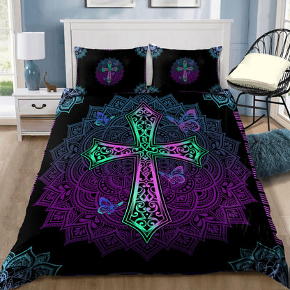 Ornate Mandala Cross Bedding Set