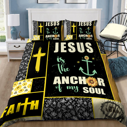 Sunflower and Cross "Anchor of My Soul" Bedding Set