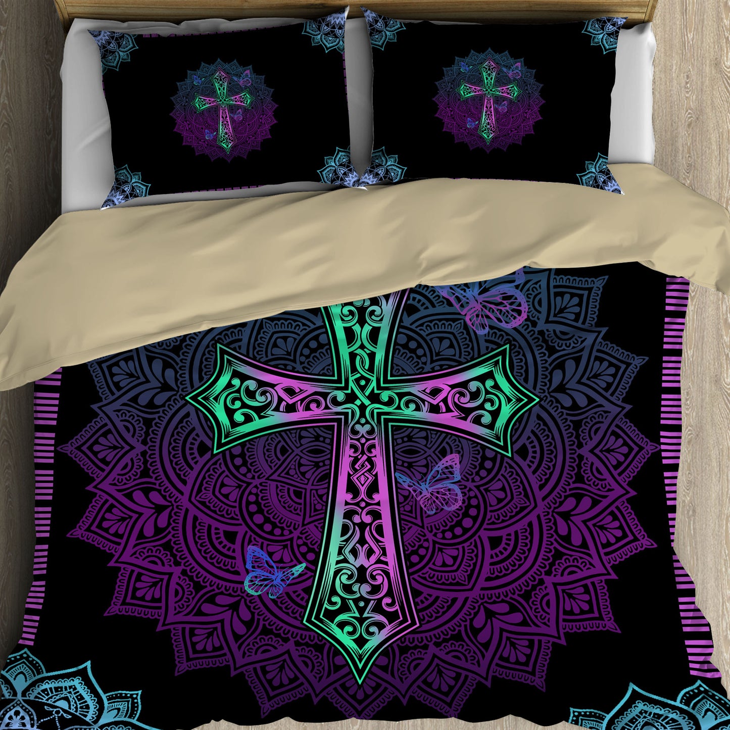 Ornate Mandala Cross Bedding Set