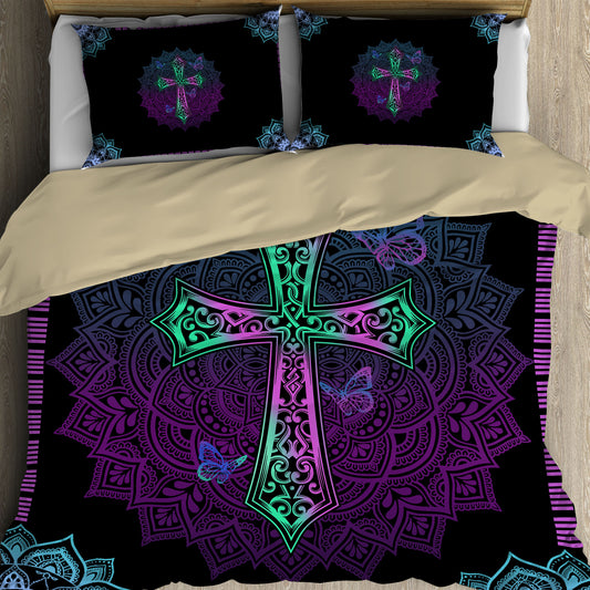 Ornate Mandala Cross Bedding Set