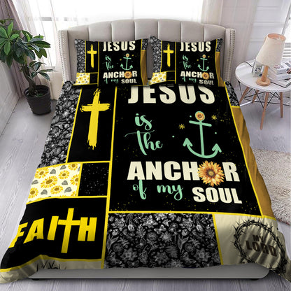 Sunflower and Cross "Anchor of My Soul" Bedding Set