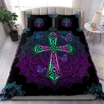 Ornate Mandala Cross Bedding Set