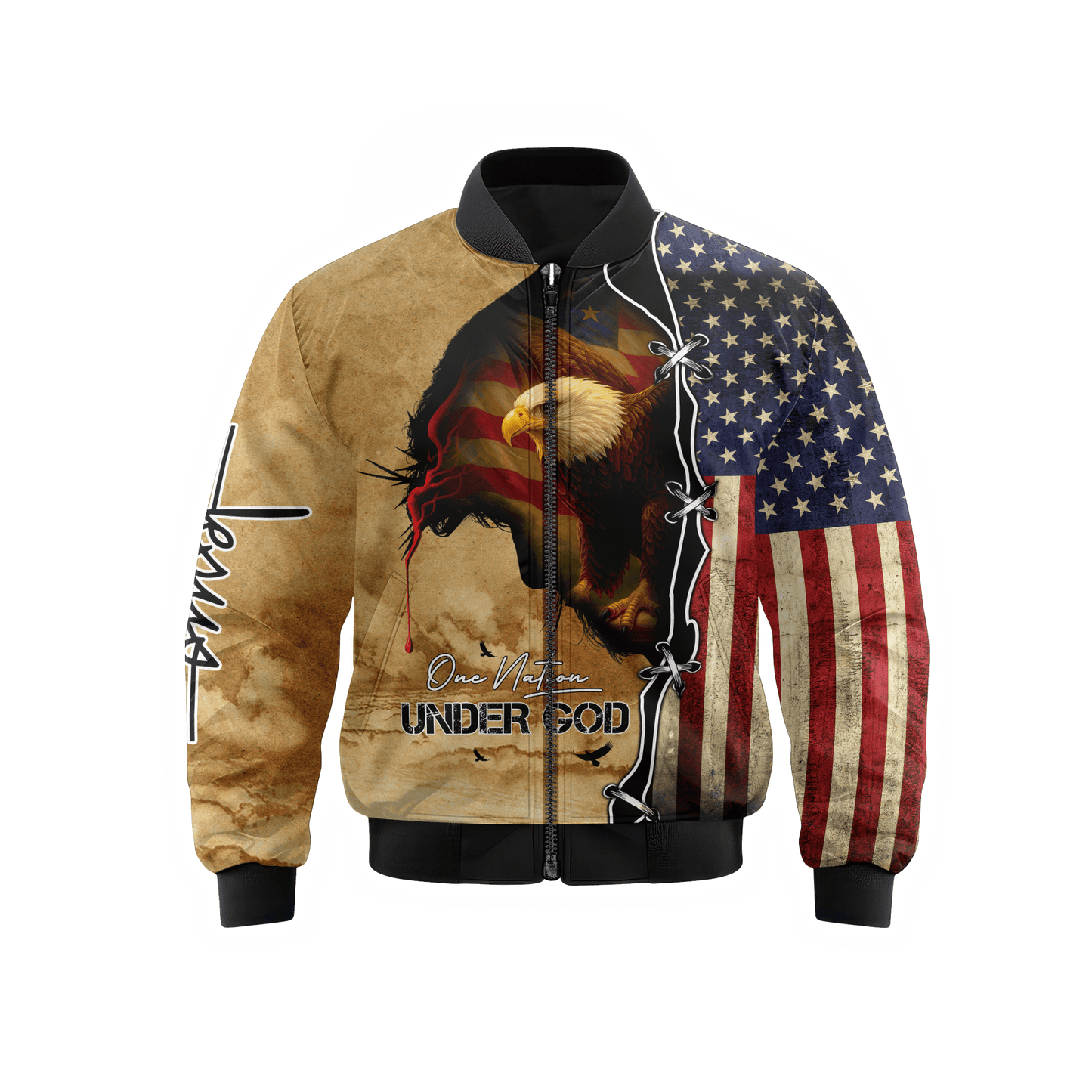 Christian Patriotic Hoodie – Eagle, Flag & One Nation Under God