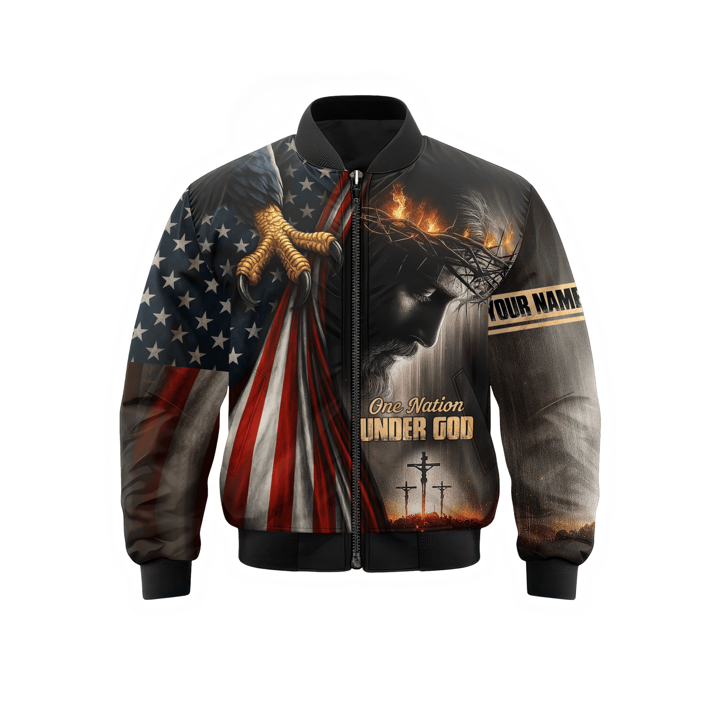 One Nation Under God – Custom Christian Flag & Cross Hoodie