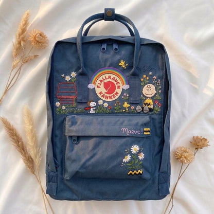 Snoopy Fjallraven Kanken Hand-Embroidered Backpack