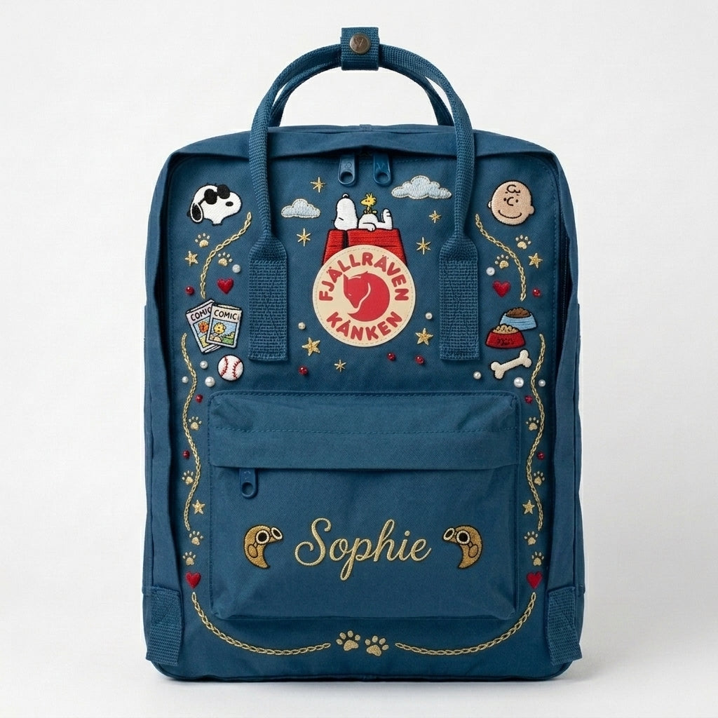 Snoopy Fjallraven Kanken Hand-Embroidered Backpack