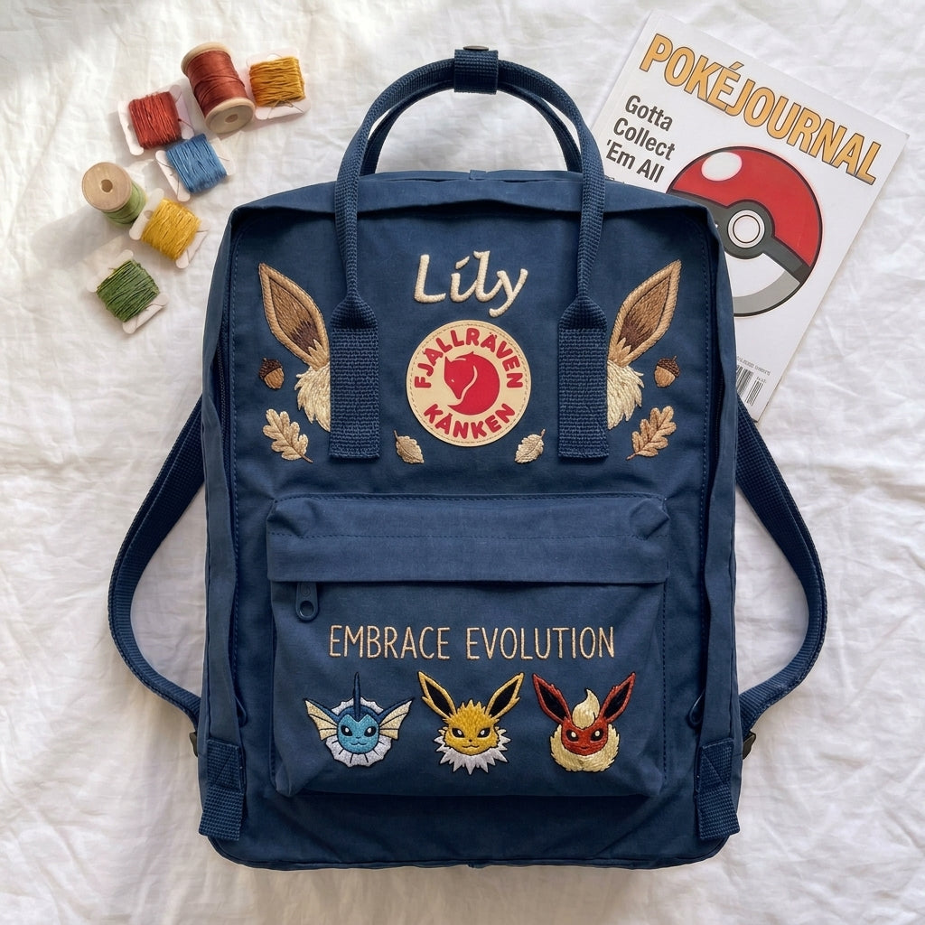 Pokemon Fjallraven Kanken Hand-Embroidered Backpack