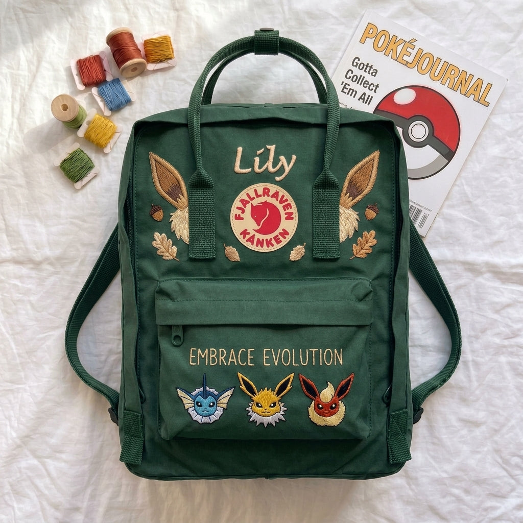 Pokemon Fjallraven Kanken Hand-Embroidered Backpack