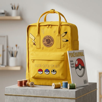 Handbestickter Fjällräven-Kånken-Rucksack mit Pokémon-Motiv