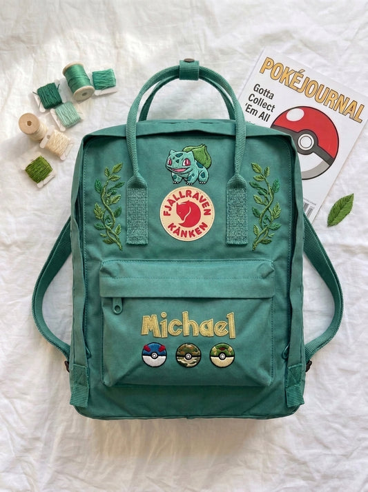 Handbestickter Fjällräven-Kånken-Rucksack mit Pokémon-Motiv