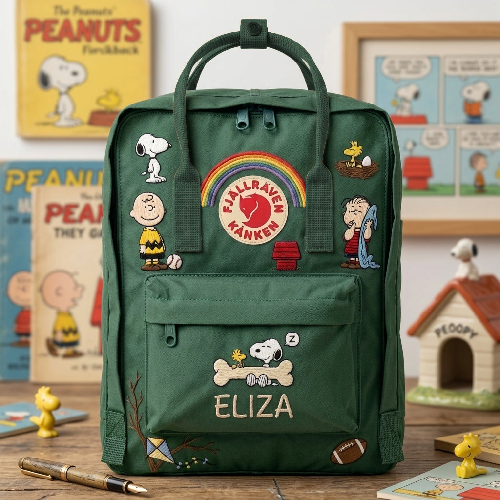 Snoopy Fjallraven Kanken Hand-Embroidered Backpack
