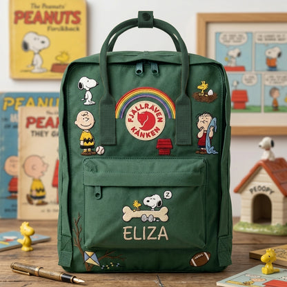 Snoopy Fjallraven Kanken Hand-Embroidered Backpack
