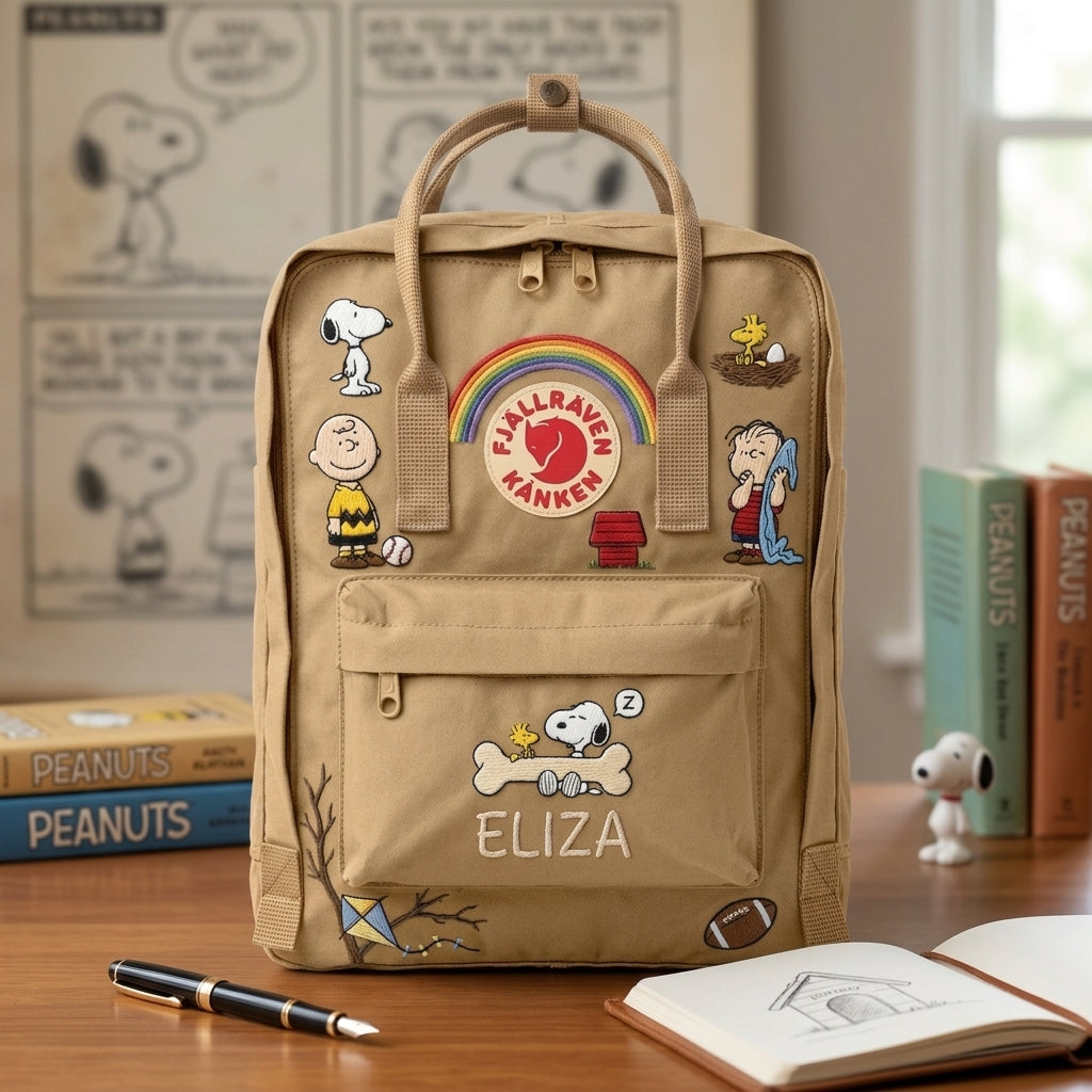 Snoopy Fjallraven Kanken Hand-Embroidered Backpack